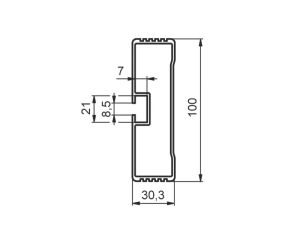 Profil ALU 100 x 30 mm - zábrana proti podjetí boční - metr