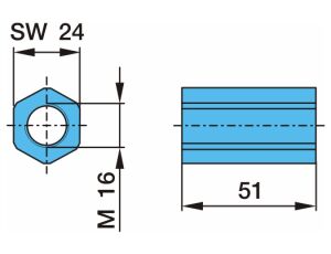 Matice měchu pérování GFK M16x51 spojovací