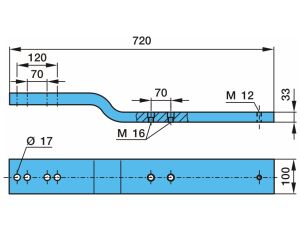 Páka středového zv.nápravy l=720 mm tl.33 mm