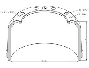 Buben brzdový Ren 414x220