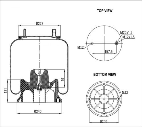 Měch pérování SMB 4157-08 kompl. s plast. zvonem