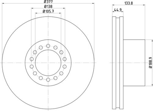 Kotúč MB Atego, predné, 377mm 14 dier