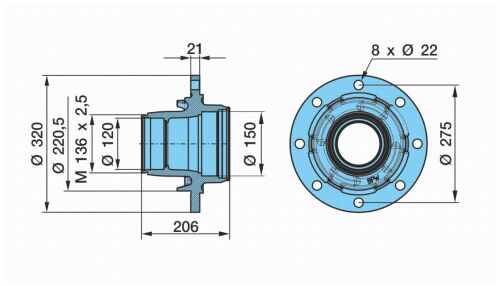 Náboj SK 10008 ECO-P/M  (M136x2,5)