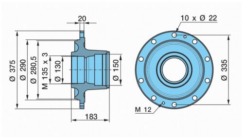 Náboj EBM ST 10010  (M135x3)