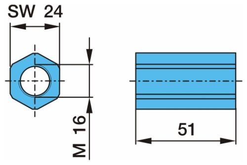 Matice měchu pérování GFK M16x51 spojovací