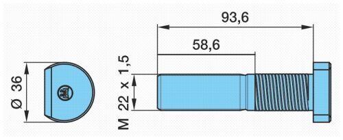 Čep kola S M22x1,5 93/57 ET120 universal
