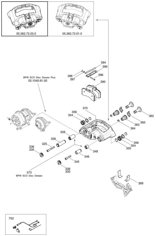 Brzda TSB 4309 R + dosky BPW 8200