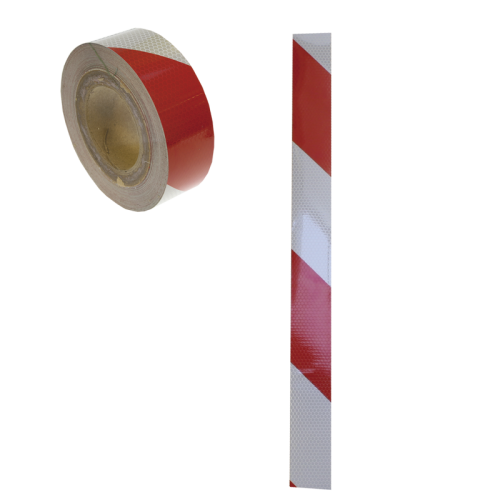 Páska reflexní červenobílá š=5cm / 20m, levá
