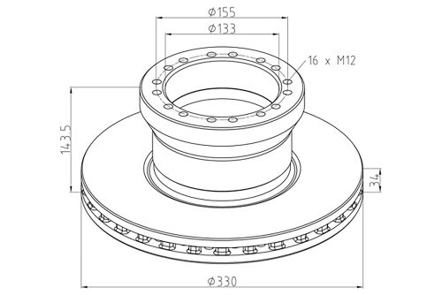 Kotúč brzdový DAF LF45, 330mm